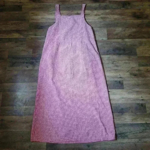 Vintage Womens Gingham Westbound Red & White Checkered Midi Overall Dress Size L - Picture 2 of 5